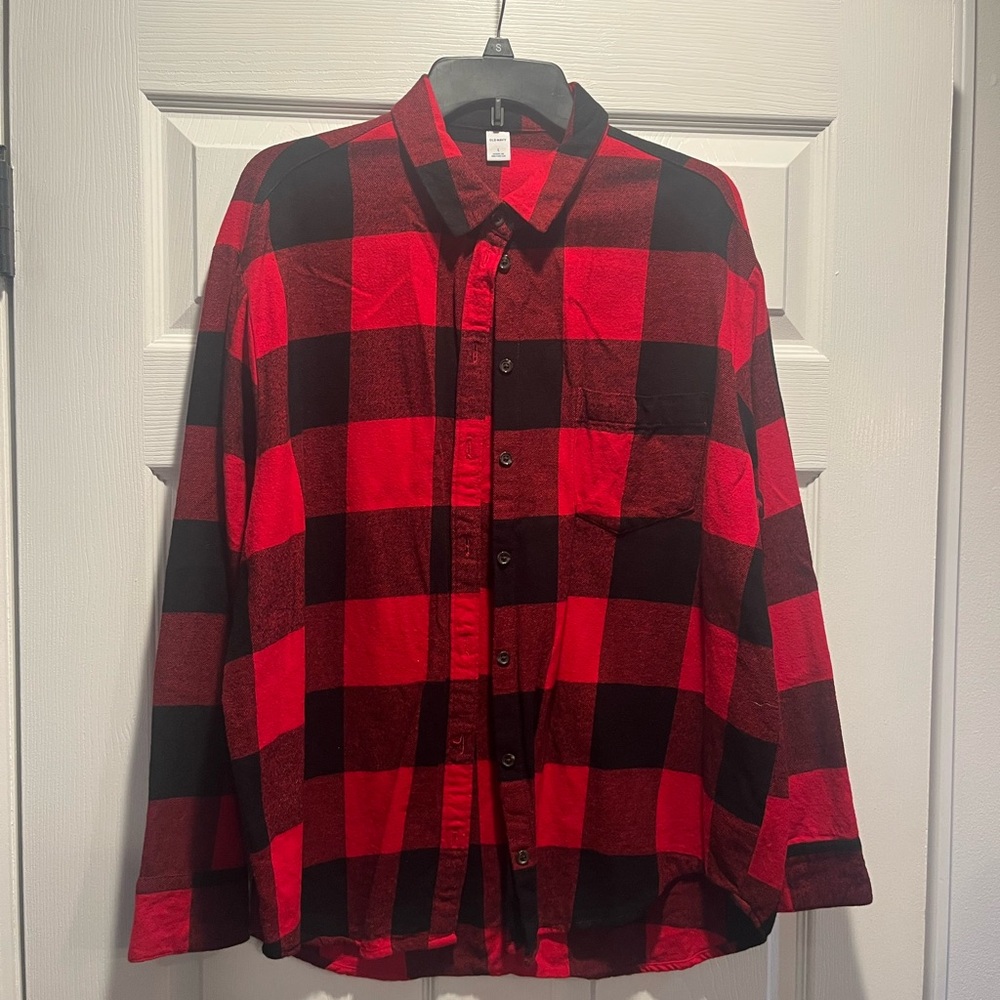 Old Navy Red and Black Casual Button Down Shirt